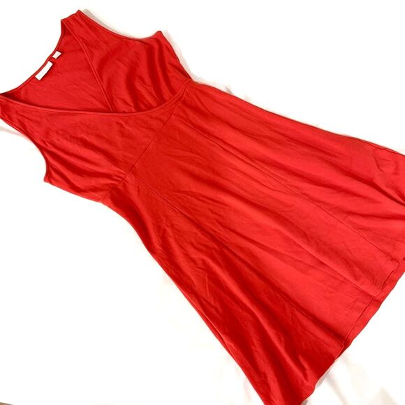 New York & Company Red Sleeveless V-Neck A-Line Dress Size Small - Picture 4 of 7